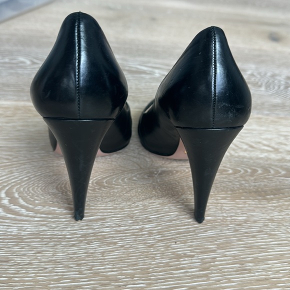 Prada black leather peep toe heels , 37.5 - Picture 3 of 6